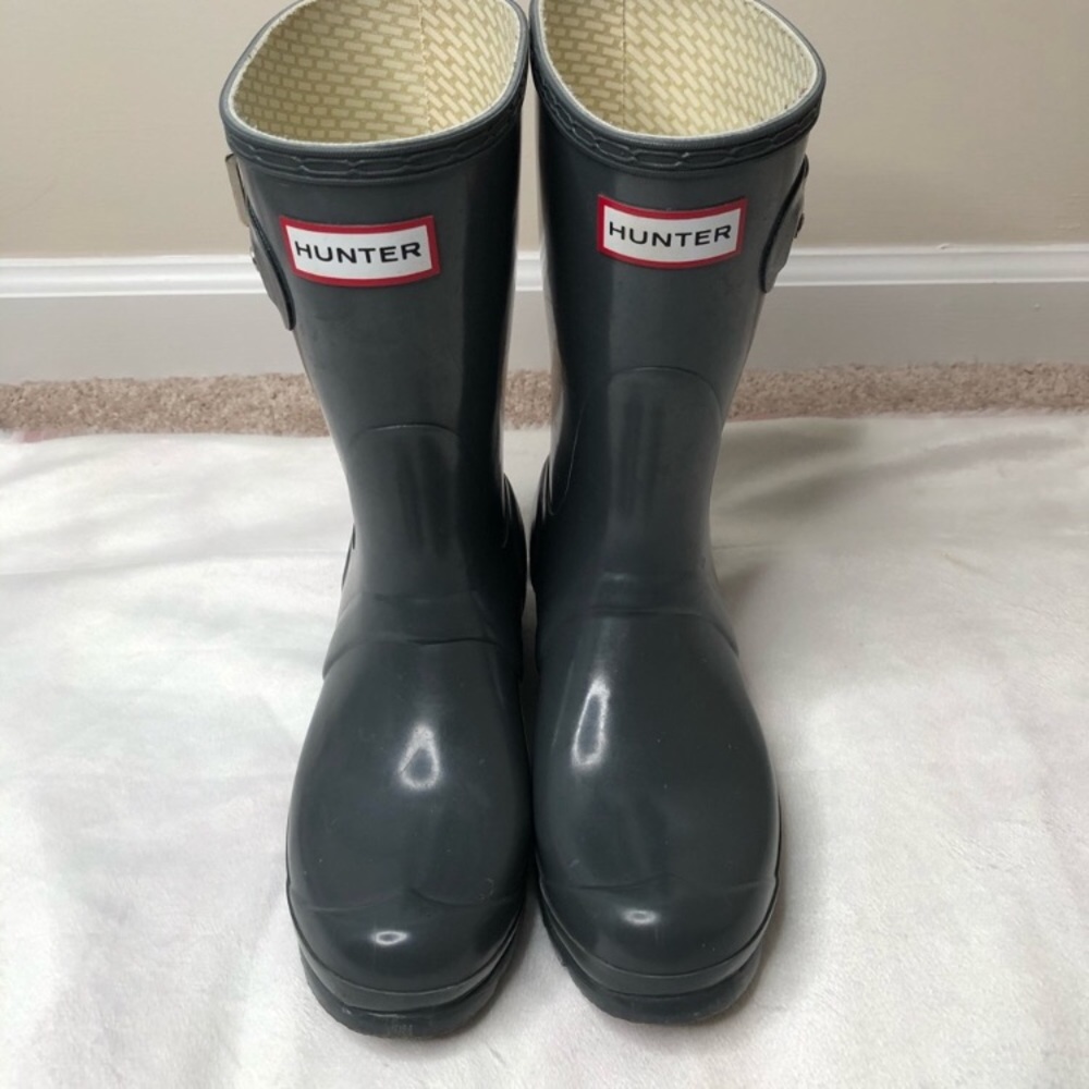 Hunter original short grey boot size 6